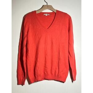 Boden Women's Coral Pink 100% Cashmere V-Neck Sweater Pullover Size 12 US